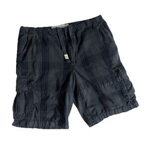 Aeropostale Y2K Mens Plaid Cargo Shorts Size 38 Grunge Skater Vintage Blue Black